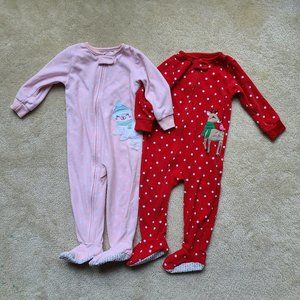 Bundle of Carter's Fleece Footed PJs Toddler Girl Size 18M